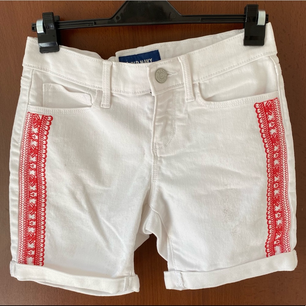 White Shorts with Red Pattern